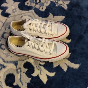 Converse White Sneakers with Red Trim